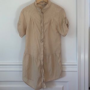 Beige Asymmetrical Button Down Dress Size L